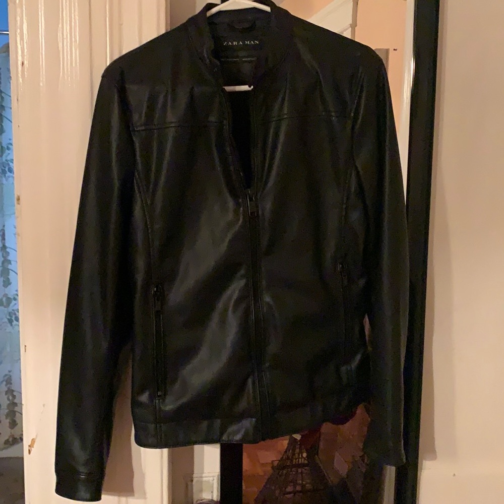 Zara Men’s Small Black Vegan Leather Jacket